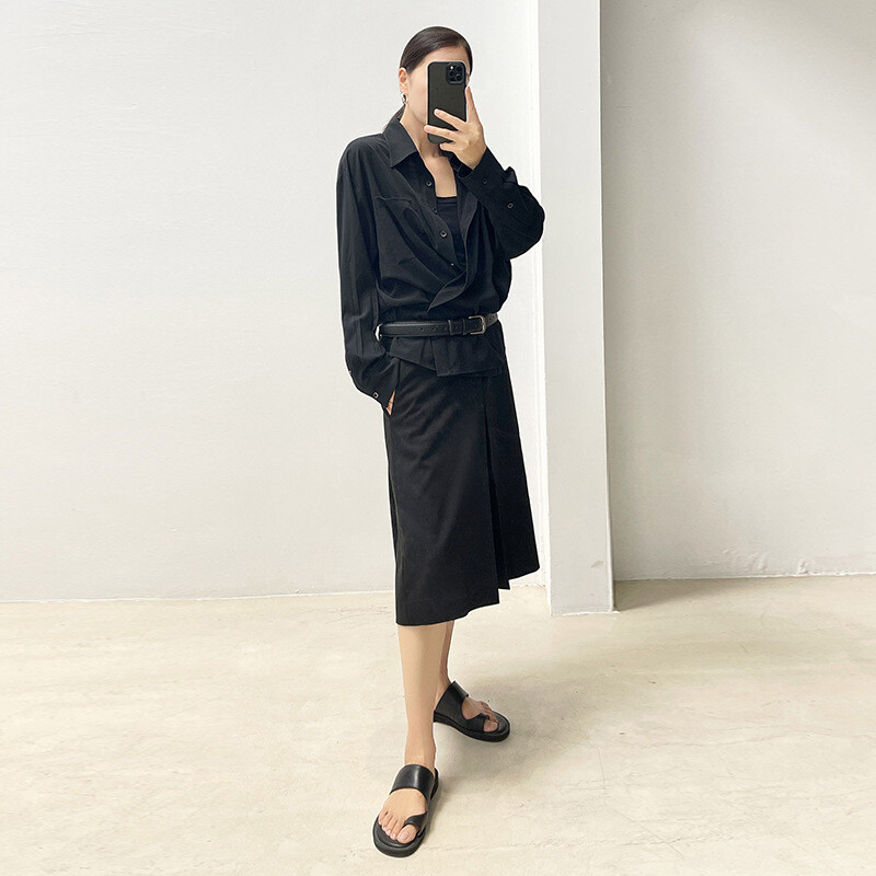 FILA Top camicia donna THE ROW double face plissettato giacca skinny scollo a V sciolto