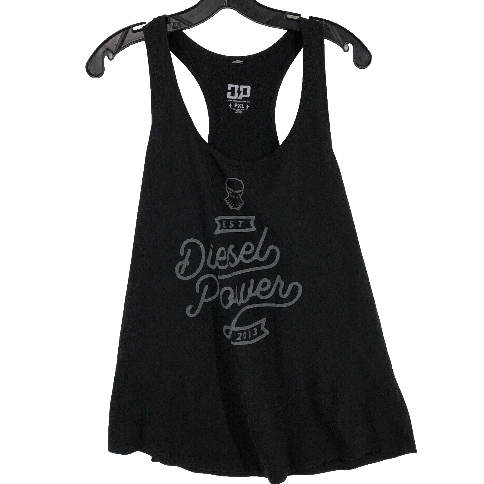 Diesel power tank men’s 2XL black gray lettering muscle gym shirt
