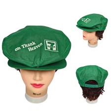 Vintage Oh Thank Heaven 7 Eleven Gatsby Newsboy Cabbie Snapback Hat Size L Green