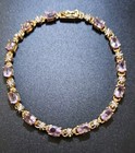 925 Thia Stamped: Amethyst-Diamond; Gold Over Sterling Silver 7.25 Inch Bracelet — photo 1