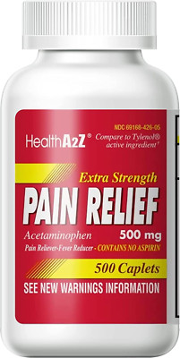 Healtha2Z Extra Strength Pain Relief, 500 Caplets, Acetaminophen 500Mg