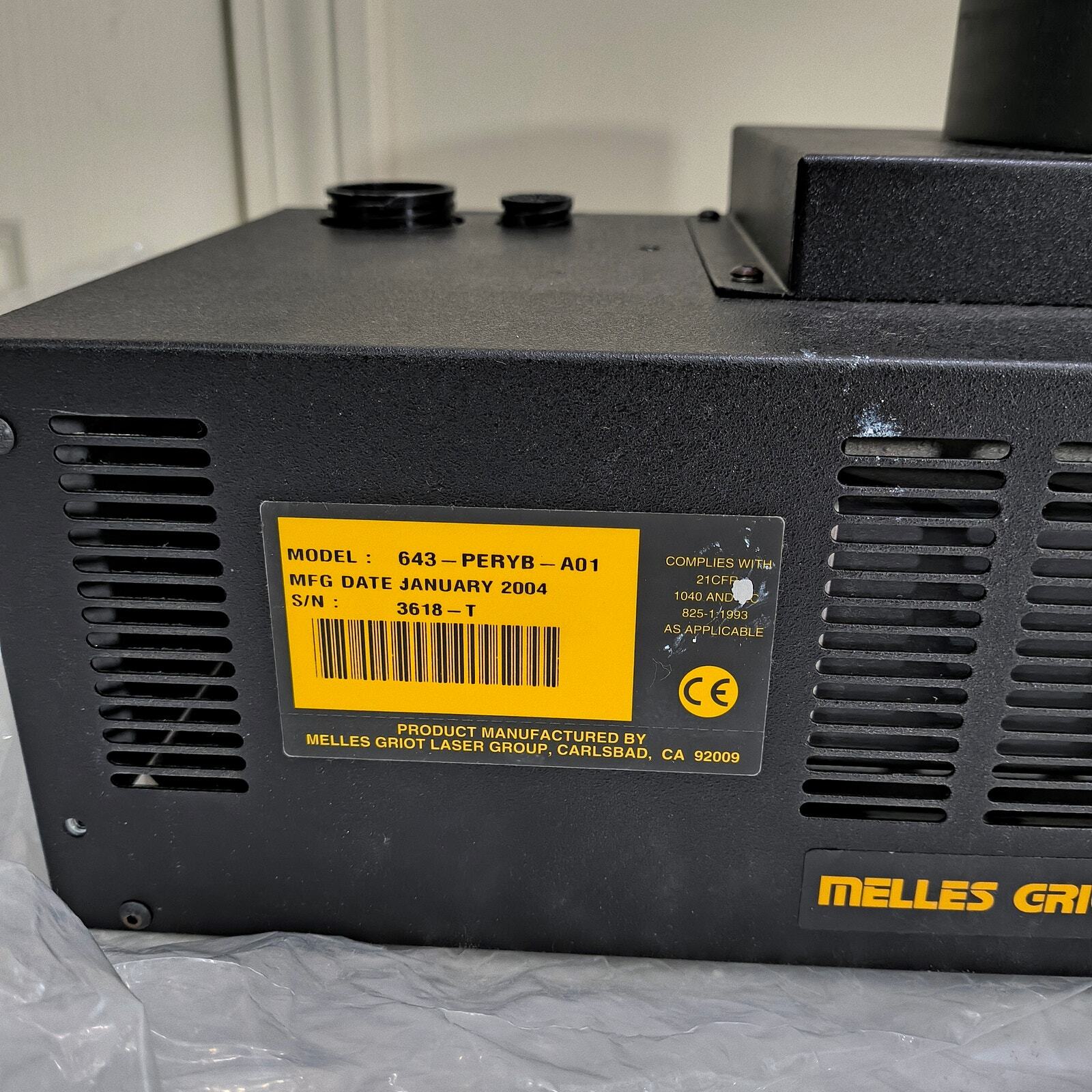 Melles Griot Air Cooled Ion Laser System 643-PERYB-A01 In Box Needs Rebuild