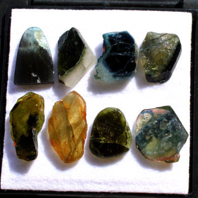 8 Pcs Natural Multi Tourmaline Polished Crystal Slice Healing Mineral Specimen