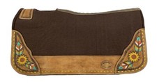 Klassy Cowgirl 28x30 Barrel Style 1" Brown felt pad with painted feather