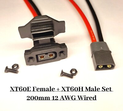 XT60 Wired XT60E XT60H Black Mountable M+F Electrical Connector Set Battery Pack