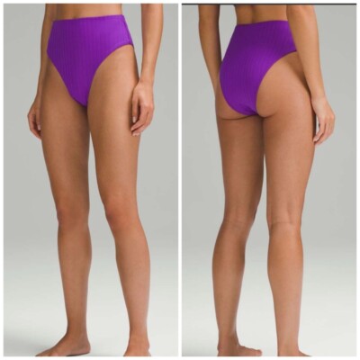 Lululemon Ribbed High-Waist Skimpy-Fit Swim Bottom Atomic Purple size 8 NWT