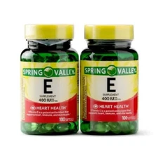 Spring Valley 2 Pack Heart/Immune Health 400 IU Pills Vitamin E (200) Softgels