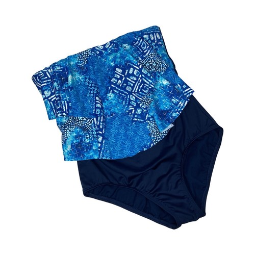 Traje de baño de una pieza Clean Water para mujer sin tirantes con capas delanteras talla L azul - Imagen 1 de 11