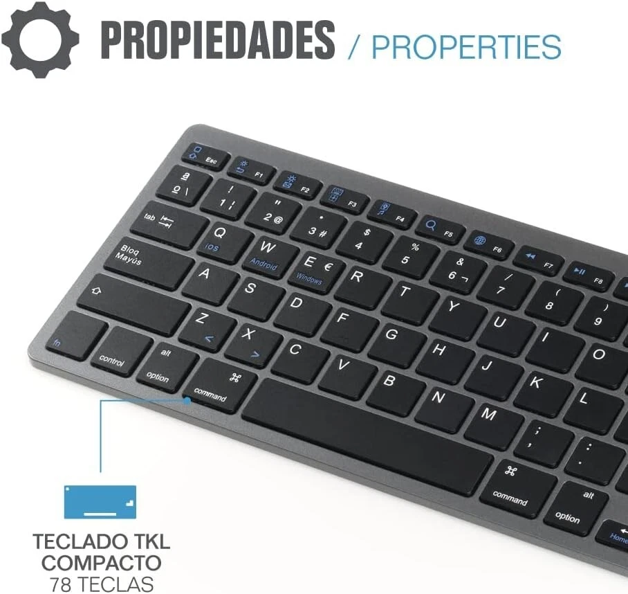TECLADO BLUETOOTH PC MAC ANDROID  TAMAÑO COMPACTO MINI SLIM ESPAÑOL Ñ ALUMINIO - Imagen 4 de 4