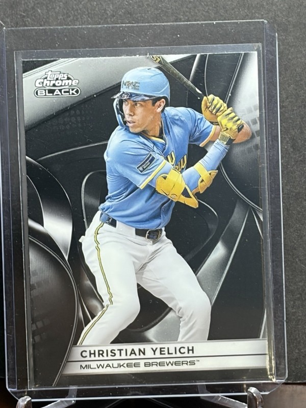 2025 Topps Chrome Black #114 Christian Yelich Milwaukee Brewers Base Set Card