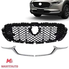 Front Grille Assembly with Chrome Molding Trim For 2020-2023 Mazda CX-30