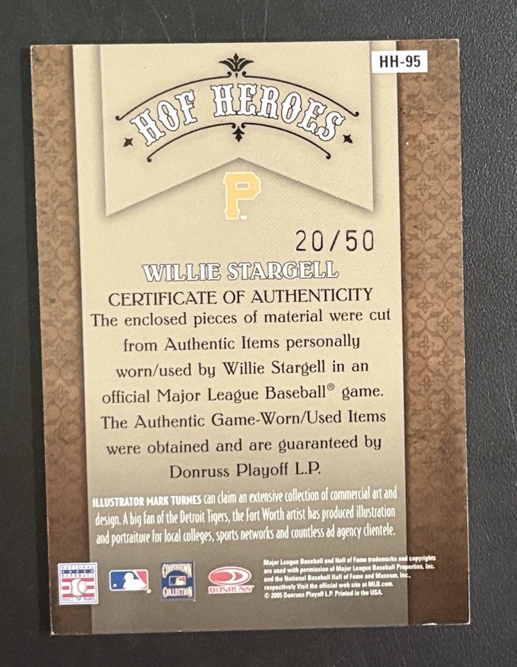 2005 Donruss Diamond Kings Willie Stargell Red Dual Game-Used Materials #/50 - Image 2 of 2