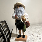 Fisherman Nutcracker Figurine Christmas Decor Wood/Fabric w/ Rod Basket — photo 1