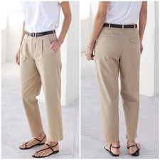 AYR Metropolitan Pleated Trouser Pants 16 Beige Khaki High Rise Minimalist Prep