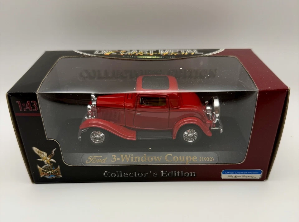 ROAD SIGNATURE FORD 3 WINDOW COUPE 1932 RED 1:43 DIE CAST METAL MODEL IN BOX - Image 3 of 4