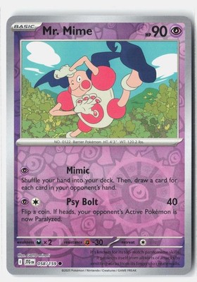 Mr. Mime 058/159 Common Journey Together Pokemon Reverse Holo NM GOTO minori