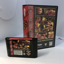 WWF Raw (Sega Genesis, 1994) Aklaim - Case and Game - Tested
