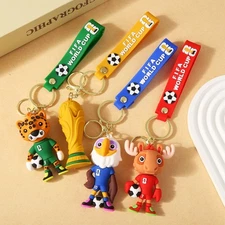 2026 World Cup Cartoon Mascot Keychain Soccer Trophy Cute Animal Gift Fans