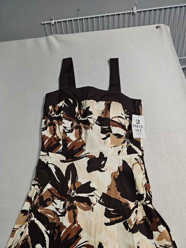 Nuevo conjunto de 8 vestidos Madison Leigh para mujer chaqueta bolero midi Art Deco marrón Foto 4 de 4