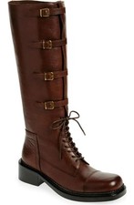 $395 - Jeffrey Campbell Moss Knee High Leather Boot in Brown Size 7.5