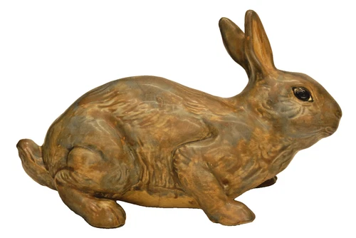 ANTIQUE WELLER MUSKOTA ART POTTER BROWN RABBIT GADEN WARE FIGURINE