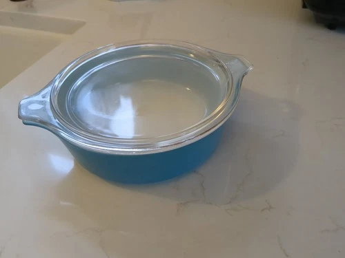 Vintage Pyrex Rare Horizon Solid Blue 471 Casserole With 470-C Lid