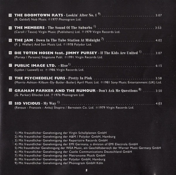 PUNK & WAVE - THE NO FUTURE GENERATION - VOL.1 - CD-ALBUM - 1994 - Bild 4 von 4