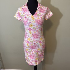 Forever 21 Malibu Barbie Mini Dress Pink Tropical Collared Short Size Small NWOT