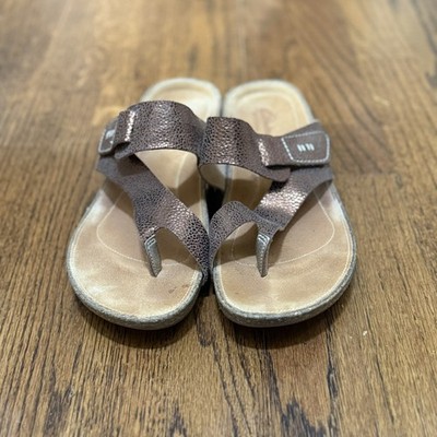 Clarks Women's Artisan Thong Sandals Metallic Bronze 'Perri Coast' Faux Snake 