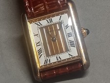 Vintage Cartier De Must Sterling/Vermeil Quartz Tank. 31mm X 23mm Runs