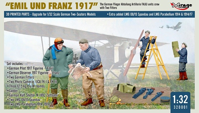 Mirage Hobby 320001 - 1:32 German FA(A) Units Crew Emil And Franz 1917 Equipment