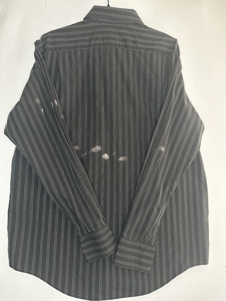 Camisa de vestir grande Michael Michael Kors para hombre negra blanca a rayas 100 % algodón Foto 2 de 4