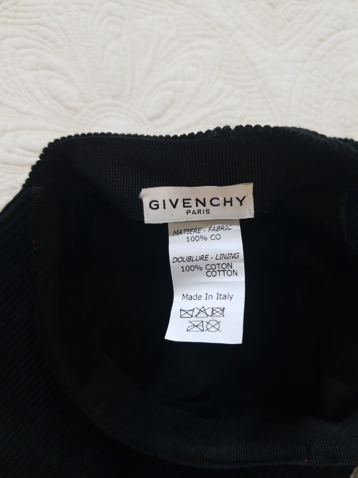 Givenchy Paris Corduroy Baseball Cap Red Black Logo Adjustable Strap Made in... image 5