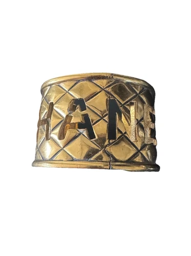 Chanel Vintage 1970s Gold Plated Chanel Logo Cuff  Bracelet * Read Details*