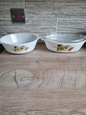 2er Set Vintage Pyrex Schalen Ofen Kasserolle und Sauciere Autumn Glory