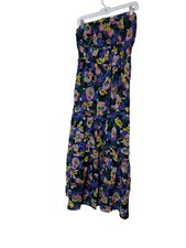 Anthropologie Dress Womens Medium Multicolor Floral Strapless Maxi Viscose