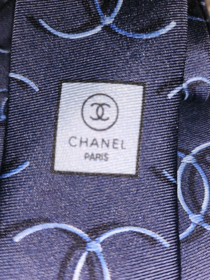 Mens Vintage Chanel Paris Tie Blue W/CC Logo - Image 3 of 4