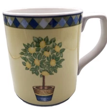 Lemon Tree Geometric Tile Coffee Mug Tea Cup Ceramic Carmina Royal Doulton 3.75"