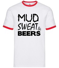 Mud Sweat & Beers - Mens Ringer - Rugby Football Sport Funny Team