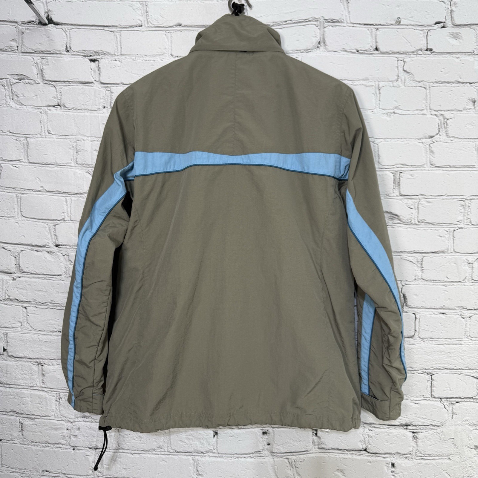 LL Bean Sample Jacket Womens Size L Tan Blue Colorblock Packable Outer Shell image 2