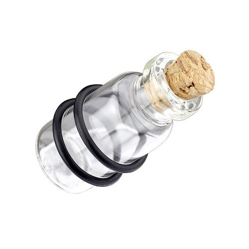Glas Ohr Tunnel Plug Piercing Glas Flasche mit Silikon O-Ringe mit Korken