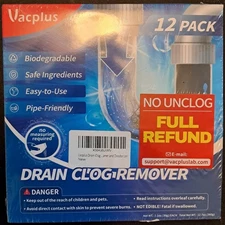 Vacplus Drain Clog Remover 12 Pack (183) 