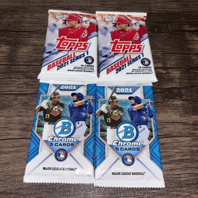 2)2021 Topps Series 1-16 Card Pks & (2)2021 Bowman Chrome Baseball