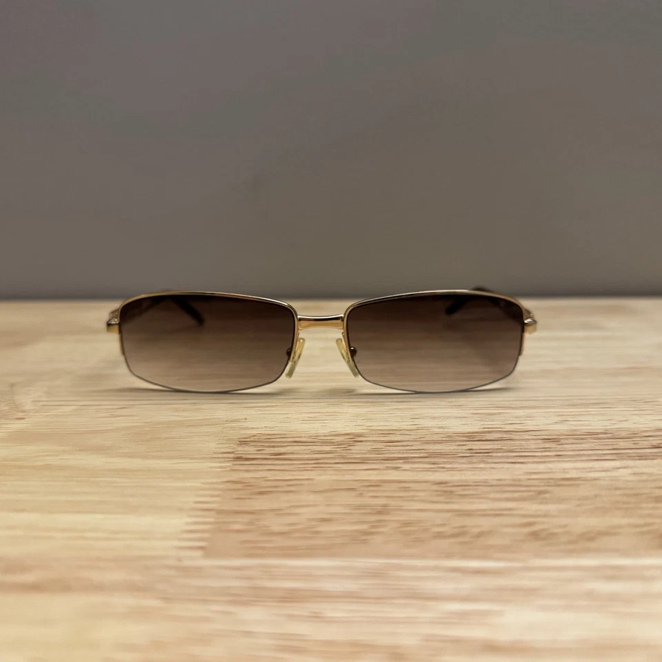 Vintage Fendi FS328 Gold Cutout Logo Sunglasses 58-16-120 Rectangular Italy - Image 4 of 4