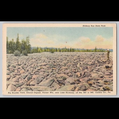 Antique Postcard Hickory Run State Park Big Boulder Field Pocono Mountains PA