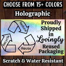 50 RECYCLED PACKAGING STICKERS 2.25" LABELS SEALS SHIPPING SCRATCH RESISTANT ECO