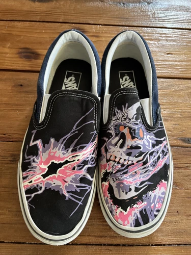 Abito Vans Slip On Zap M 9 5 Wo 11Glow In Dark Blu Nero Teschi Skateboarding