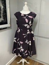 Phase Eight Ladies Dress Size 16 Lined  Aubergine Mix Floral Corinne 