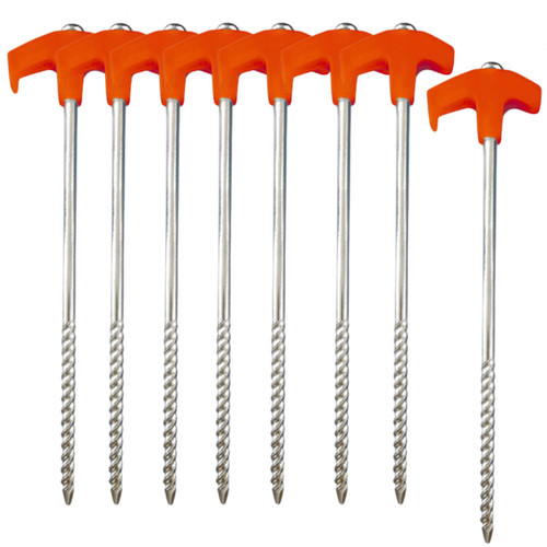 8Pcs Tent Stakes Heavy Duty Camping Stakes, 8" Non-Rust Metal Tent Pegs, Meta...