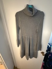 Eliza J NWT L Gray Classic Women's Turtleneck Fit & Flare Knit Sweater Dress SW8